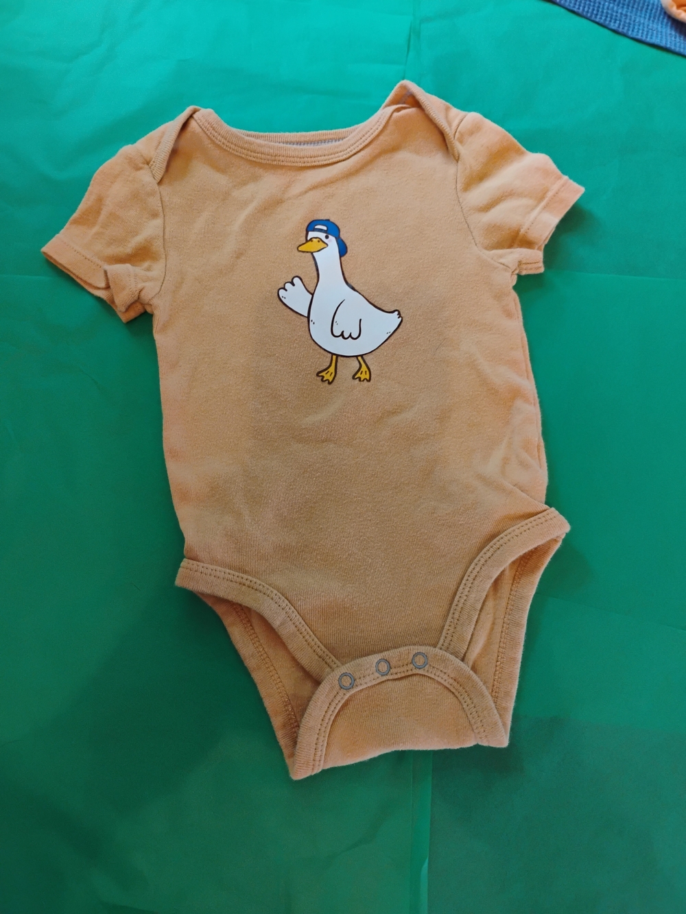 Peach Orange Silly Goose Graphic One-Piece Bodysuit for Kids